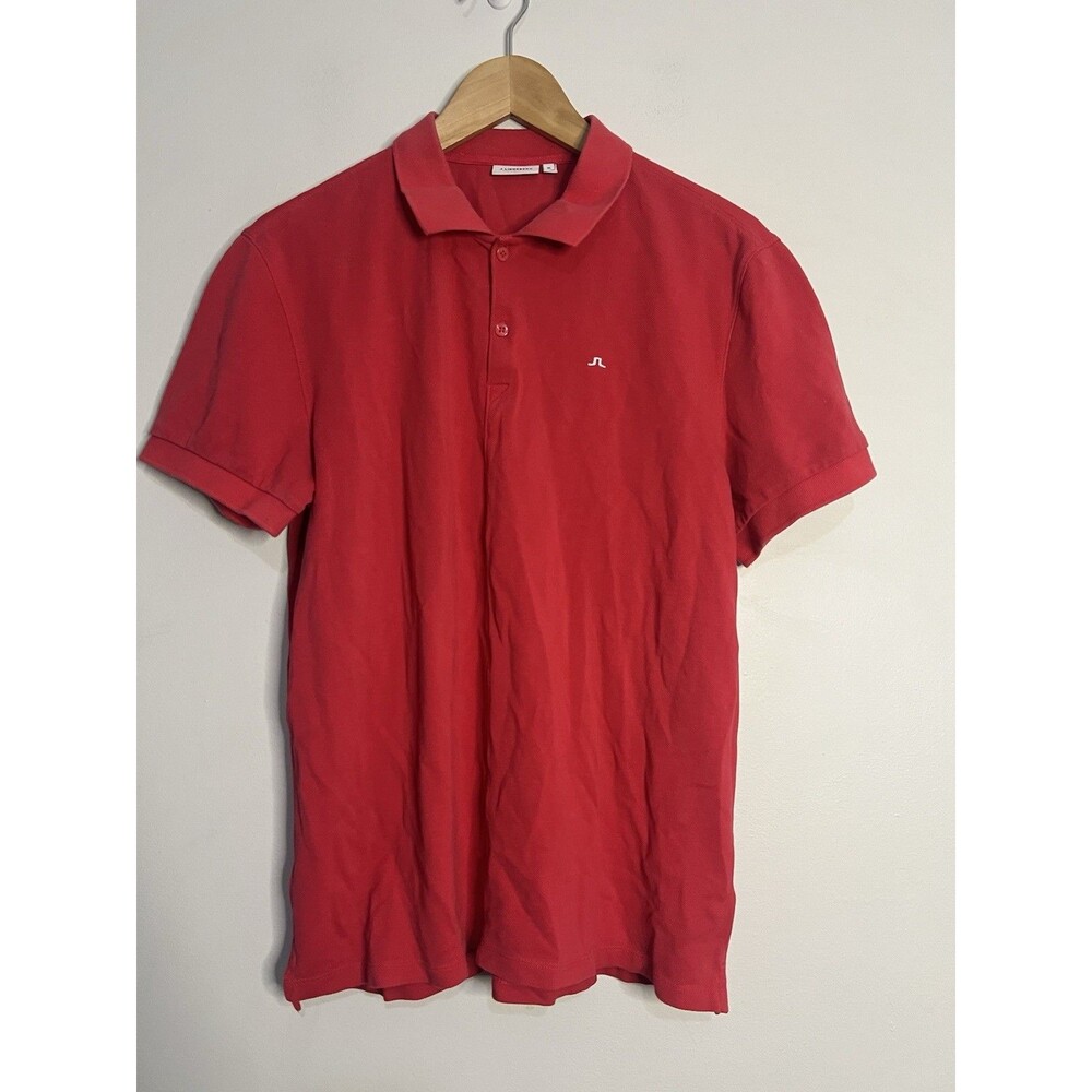 J. Lindeberg Red Classic Cotton Golf Polo Slim X-Large Men